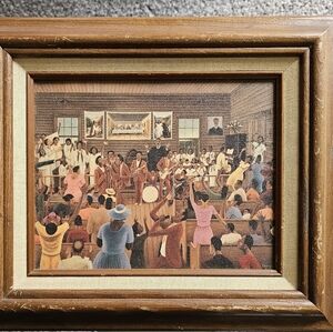 Bottega Veneta Framed Brown and Cream Gospel Scene Print